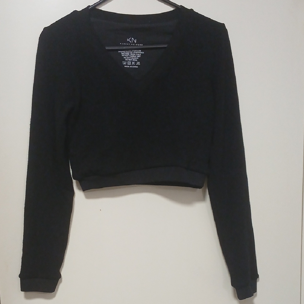 Black V-Neck Women's Top